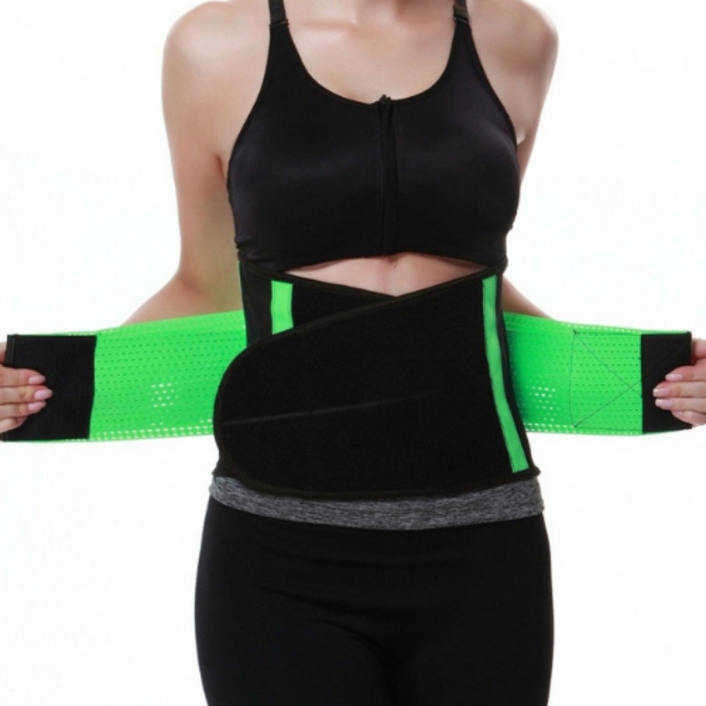 GREEN WORKOUT SWEAT BELT SAUNA TRIMMER- L